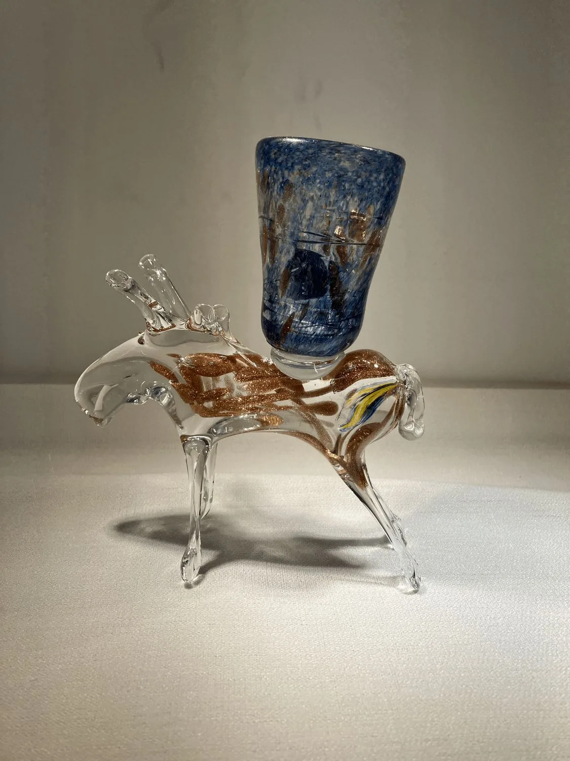 Snapsglas Älg-snaps, blå och guld